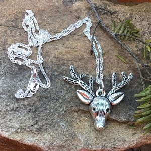 Christmas reindeer deer silver 925 necklace 20” or stainless steel